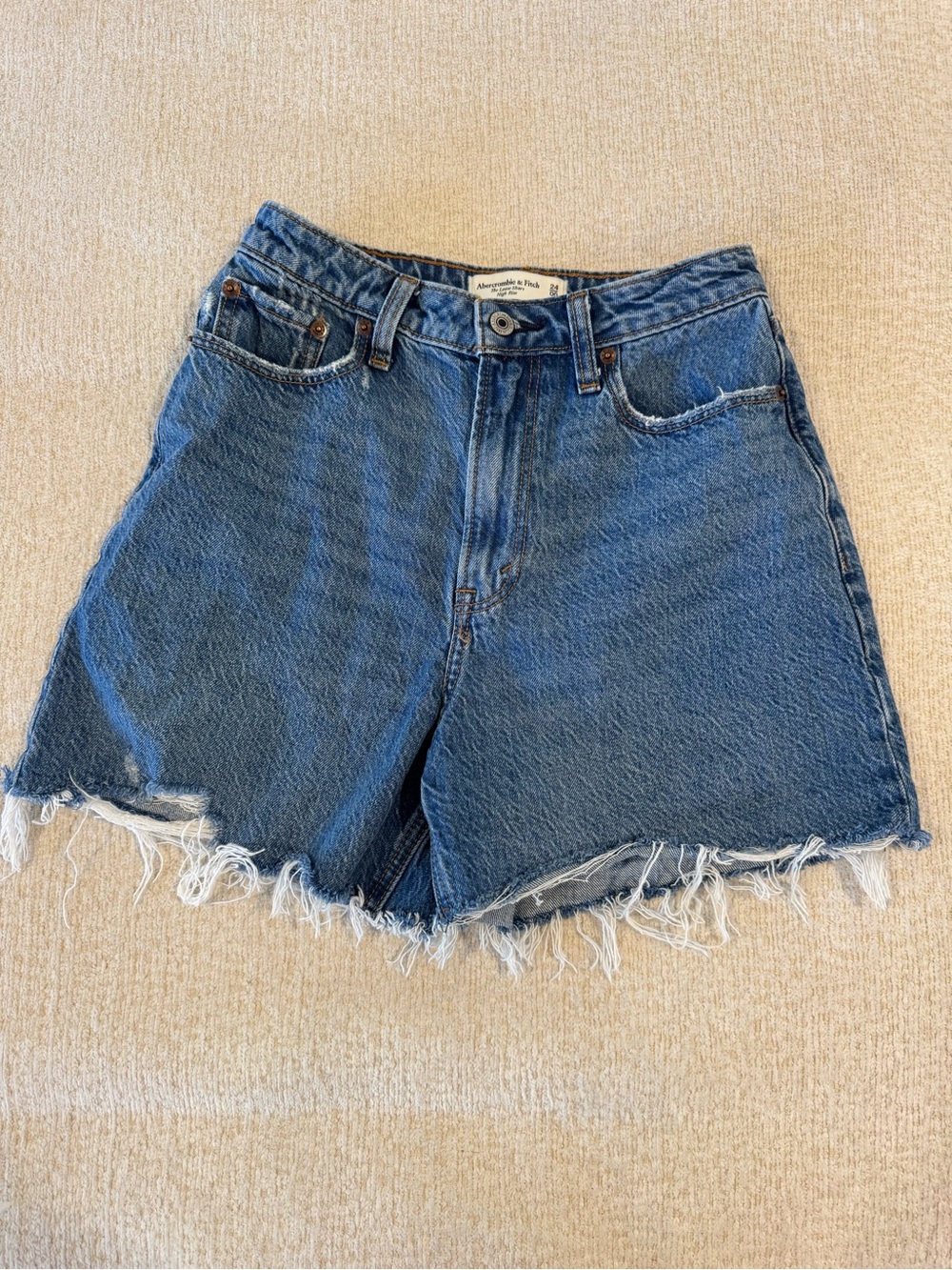Abercrombie & Fitch Blue Denim Frayed-Hem Women's Shorts